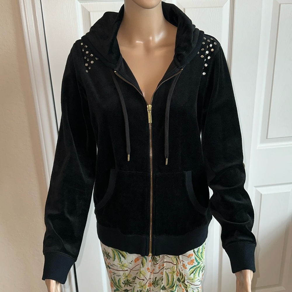 Michael Kors Black Studded Hoodie Jacket